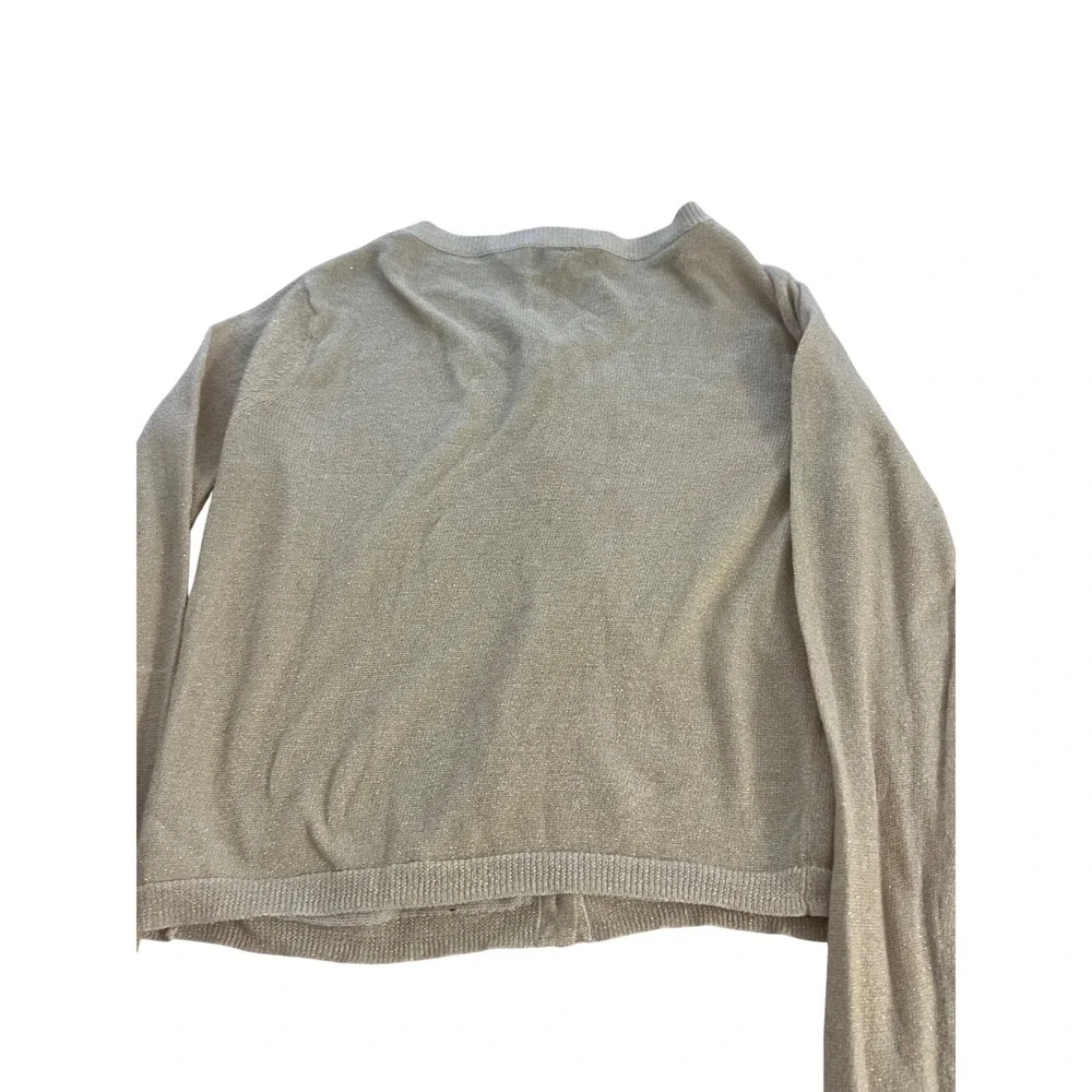 Nordstrom Girls Gold Metallic Shimmer Cardigan Rhinestone Button Sweater Size 7